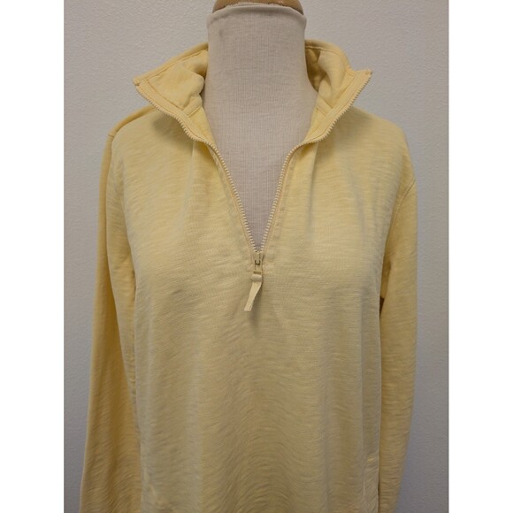Orvis Butter Yellow 1/4 Zip Pullover 100% Cotton Sweater sz M Casual Preppy - Picture 5 of 10
